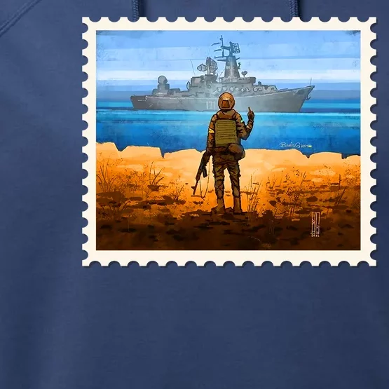 Ukraine Vs Russian Warship Stamp Performance Fleece Hoodie