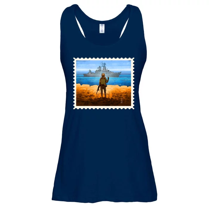 Ukraine Vs Russian Warship Stamp Ladies Essential Flowy Tank