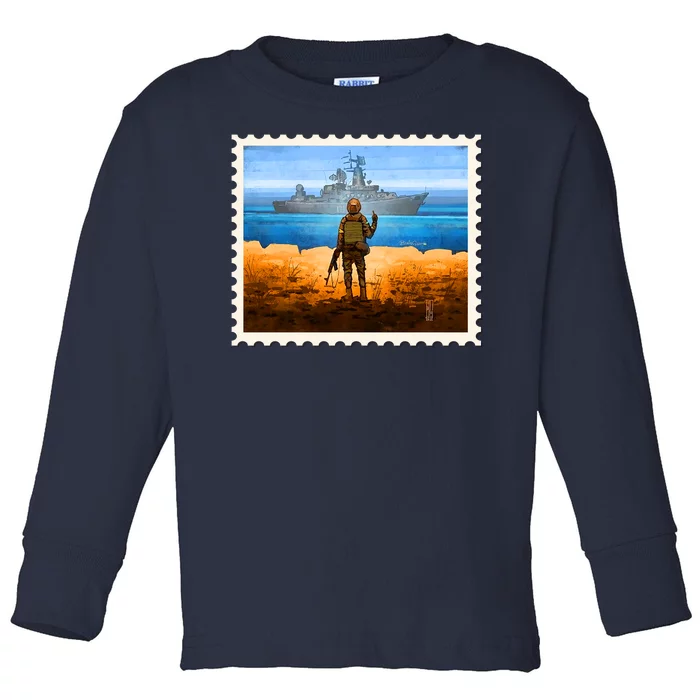 Ukraine Vs Russian Warship Stamp Toddler Long Sleeve Shirt