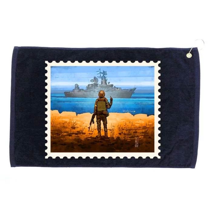 Ukraine Vs Russian Warship Stamp Grommeted Golf Towel