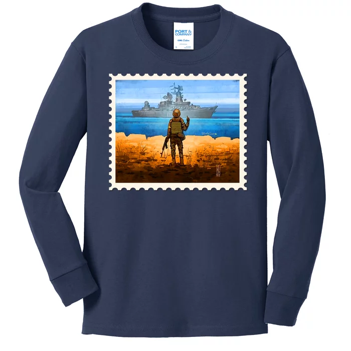 Ukraine Vs Russian Warship Stamp Kids Long Sleeve Shirt