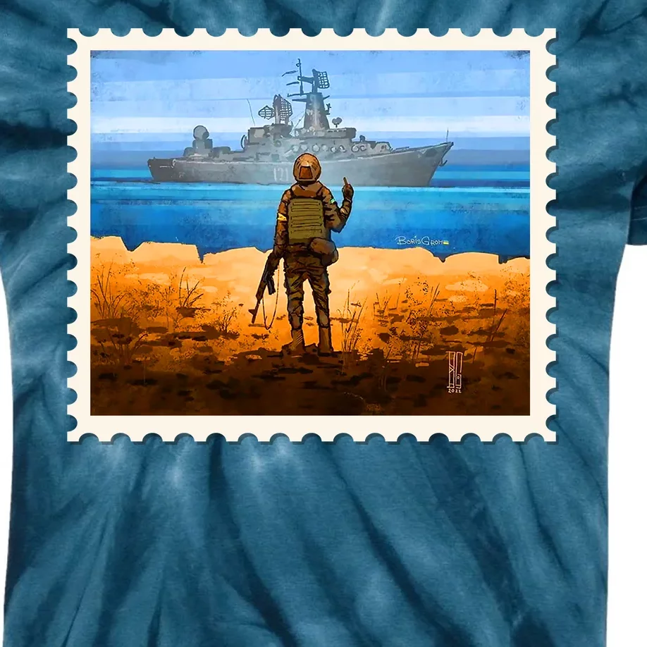 Ukraine Vs Russian Warship Stamp Kids Tie-Dye T-Shirt