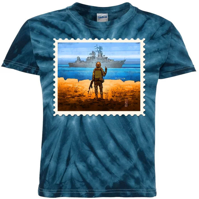 Ukraine Vs Russian Warship Stamp Kids Tie-Dye T-Shirt