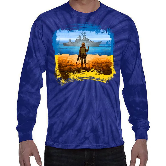 Ukraine Vs Russian Warship Tie-Dye Long Sleeve Shirt