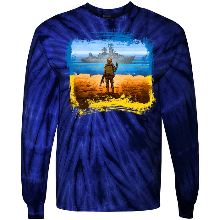 Ukraine Vs Russian Warship Tie-Dye Long Sleeve Shirt