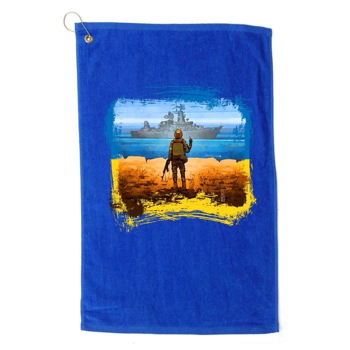 Ukraine Vs Russian Warship Platinum Collection Golf Towel