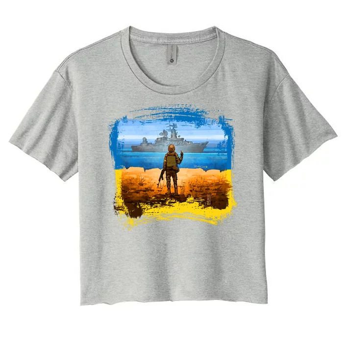 Ukraine Vs Russian Warship Women's Crop Top Tee