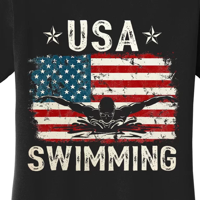 Usa Vintage Swimming Team Retro Support Usa Women's T-Shirt