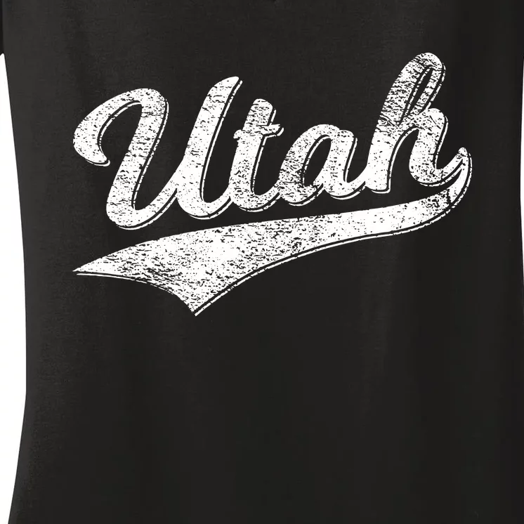 Utah Varsity Script Sports Athletic Jersey Style Women's V-Neck T-Shirt