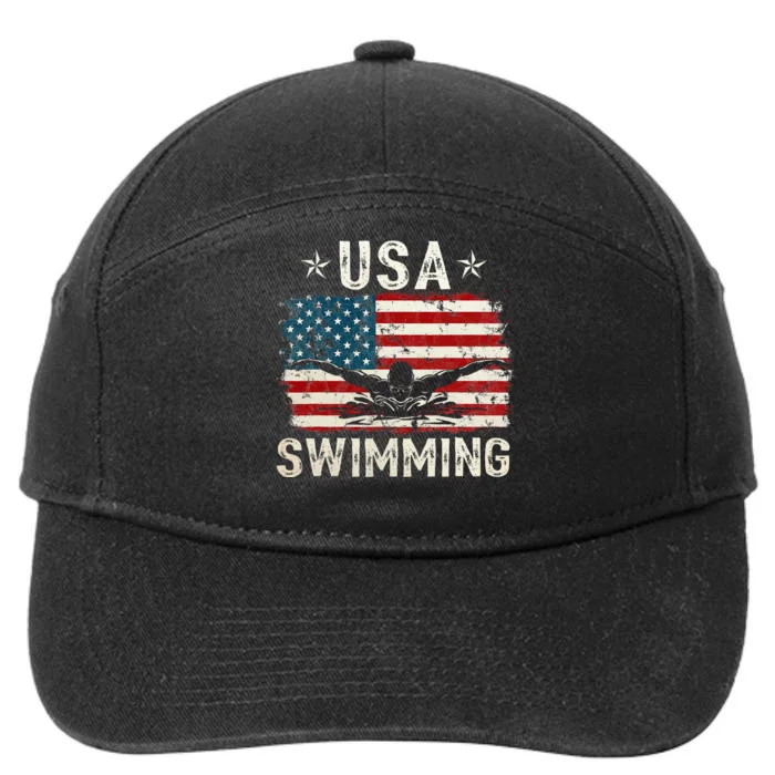 Usa Vintage Swimming Team Retro Support Usa 7-Panel Snapback Hat