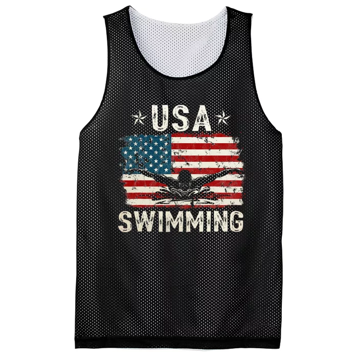 Usa Vintage Swimming Team Retro Support Usa Mesh Reversible Basketball Jersey Tank