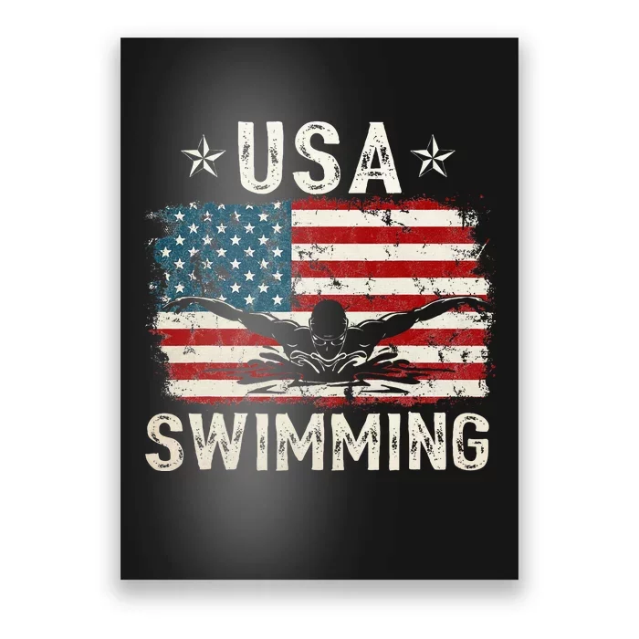 Usa Vintage Swimming Team Retro Support Usa Poster