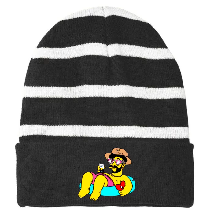 Un Verano Sin Ti Swimming Funny Cute Art Trending Striped Beanie with Solid Band