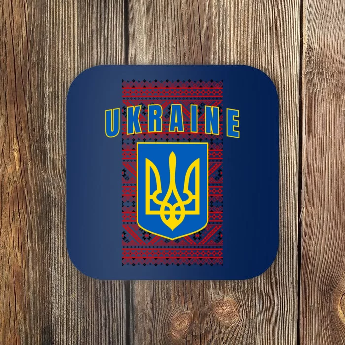 Ukraine Vyshyvanka Trident Flag Support Coaster