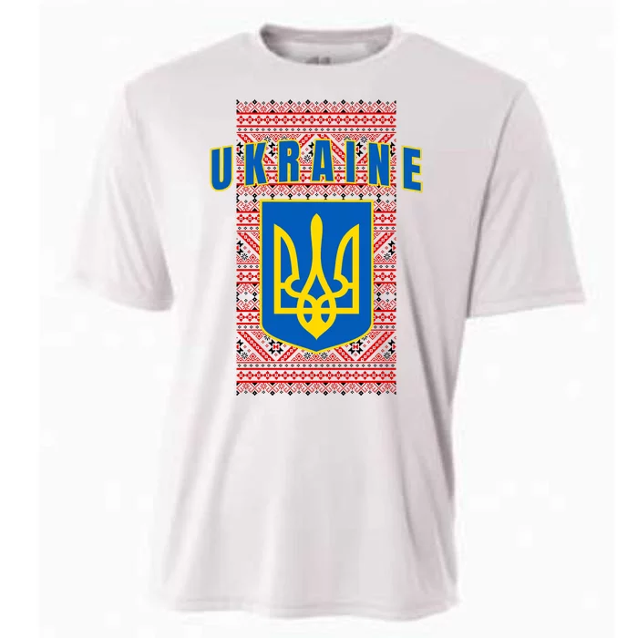 Ukraine Vyshyvanka Trident Flag Support Cooling Performance Crew T-Shirt