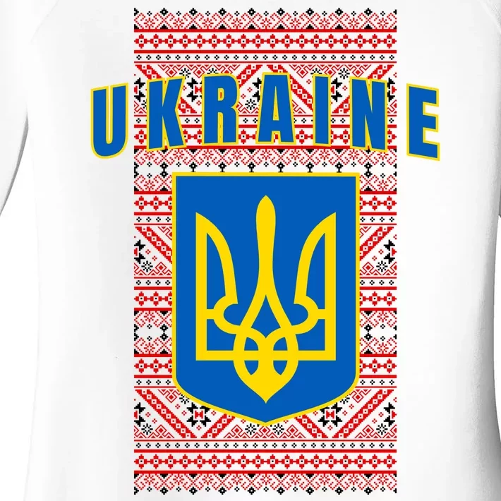 Ukraine Vyshyvanka Trident Flag Support Women's Perfect Tri Tunic Long Sleeve Shirt