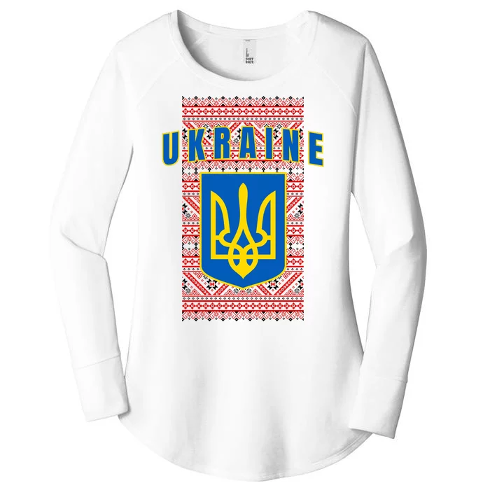 Ukraine Vyshyvanka Trident Flag Support Women's Perfect Tri Tunic Long Sleeve Shirt