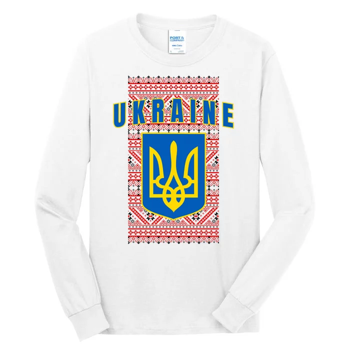 Ukraine Vyshyvanka Trident Flag Support Tall Long Sleeve T-Shirt