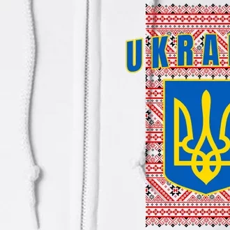 Ukraine Vyshyvanka Trident Flag Support Full Zip Hoodie