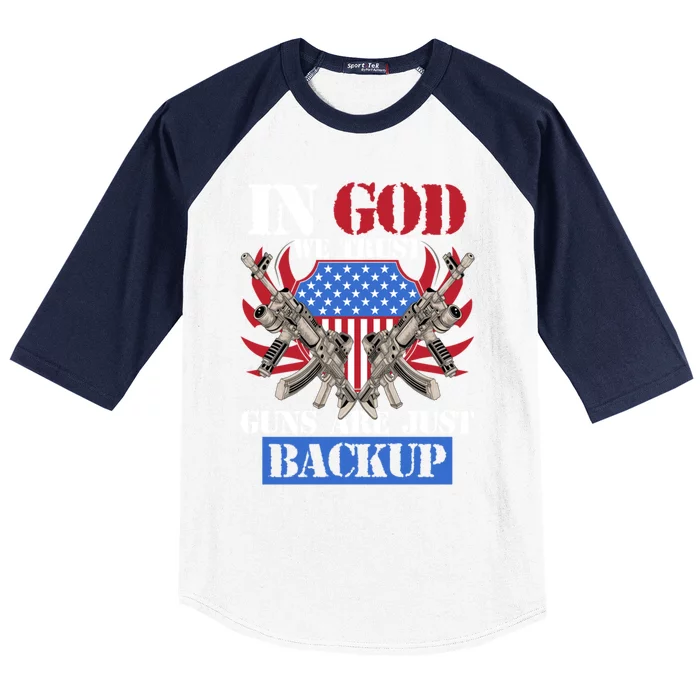 Us Veteran Veterans Day In God We Trust Guns Are Just Backup Gift Baseball Sleeve Shirt