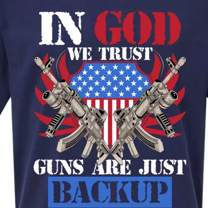 Us Veteran Veterans Day In God We Trust Guns Are Just Backup Gift Sueded Cloud Jersey T-Shirt