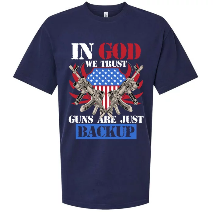 Us Veteran Veterans Day In God We Trust Guns Are Just Backup Gift Sueded Cloud Jersey T-Shirt