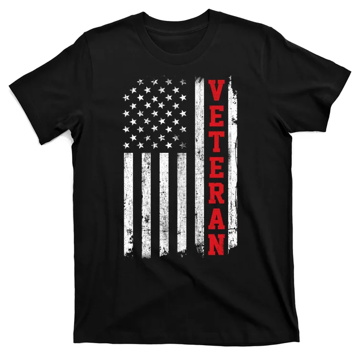 US Veterans Vintage American Flag Soldier Patriotic Gift T-Shirt