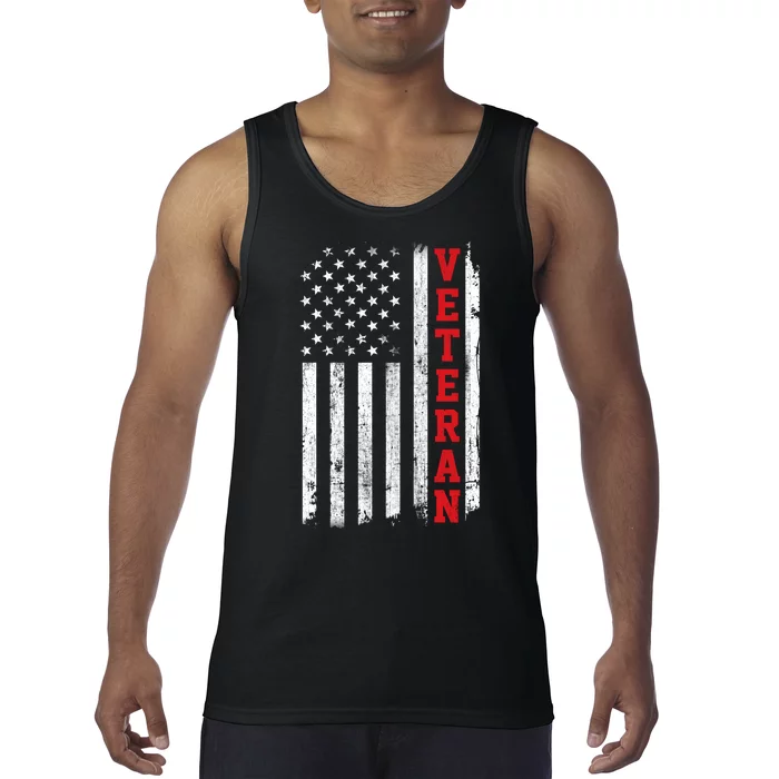 US Veterans Vintage American Flag Soldier Patriotic Gift Tank Top