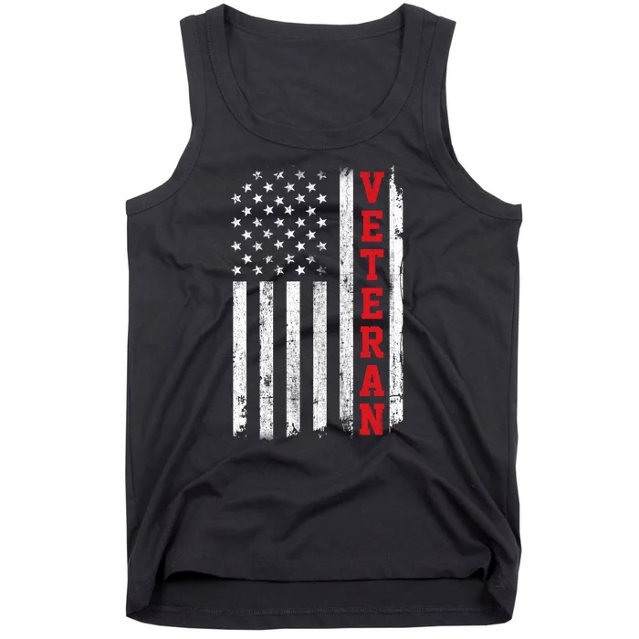 US Veterans Vintage American Flag Soldier Patriotic Gift Tank Top