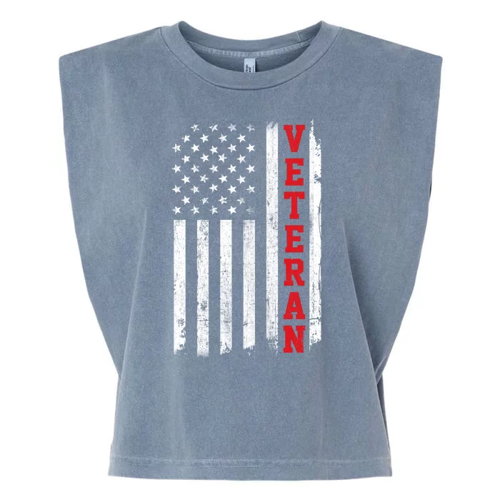 US Veterans Vintage American Flag Soldier Patriotic Gift Garment-Dyed Women's Muscle Tee