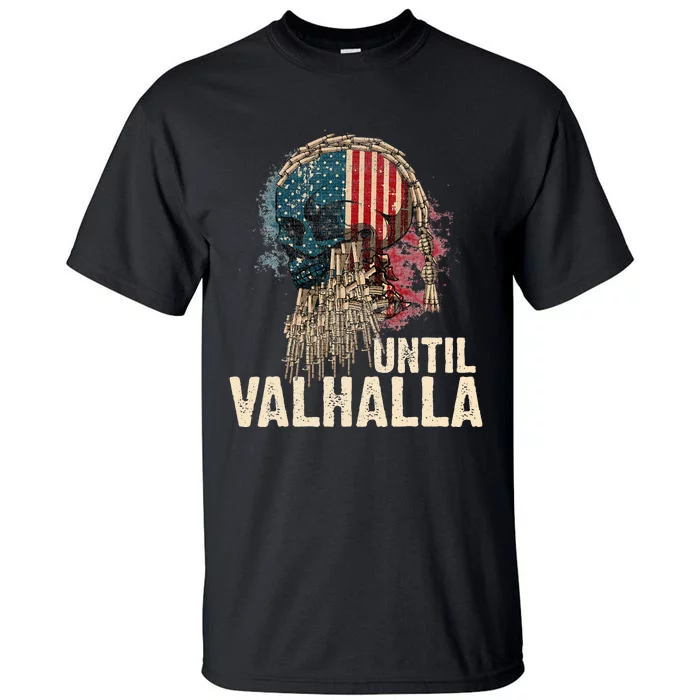 Until Valhalla Viking US Flag Vintage Til Valhalla Tall T-Shirt