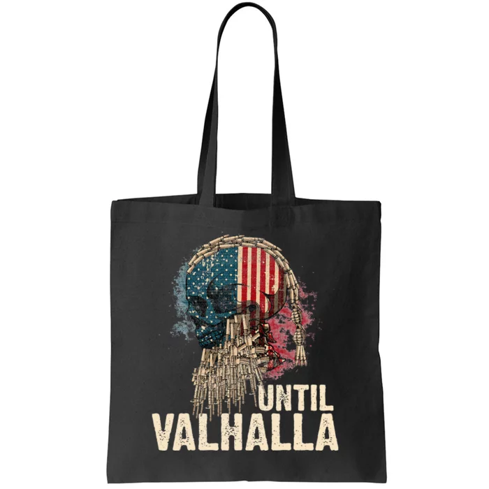 Until Valhalla Viking US Flag Vintage Til Valhalla Tote Bag