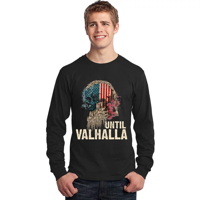 Until Valhalla Viking US Flag Vintage Til Valhalla Tall Long Sleeve T-Shirt