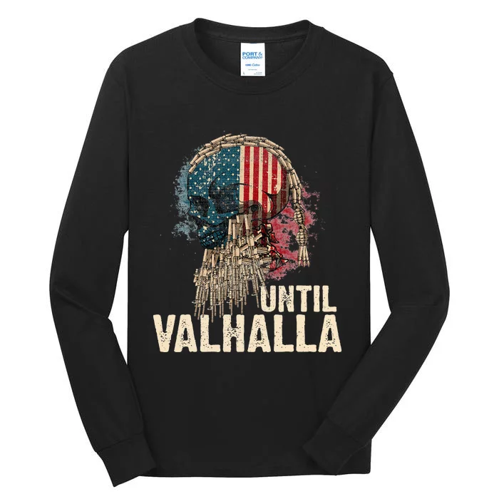 Until Valhalla Viking US Flag Vintage Til Valhalla Tall Long Sleeve T-Shirt