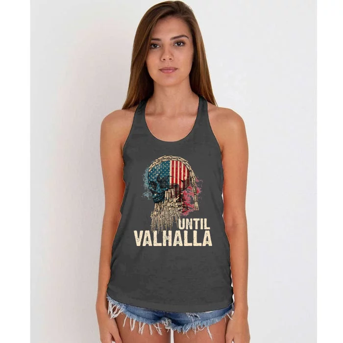 Until Valhalla Viking US Flag Vintage Til Valhalla Women's Knotted Racerback Tank