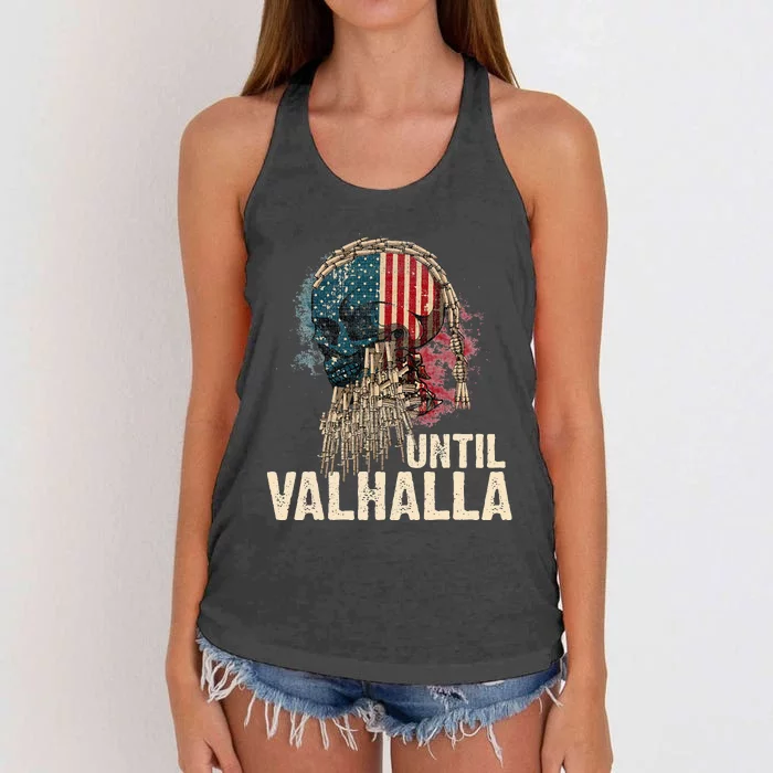 Until Valhalla Viking US Flag Vintage Til Valhalla Women's Knotted Racerback Tank