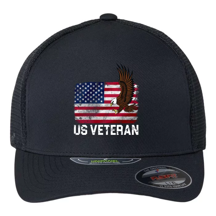 US Veteran Vintage American Bald Eagle Flexfit Unipanel Trucker Cap