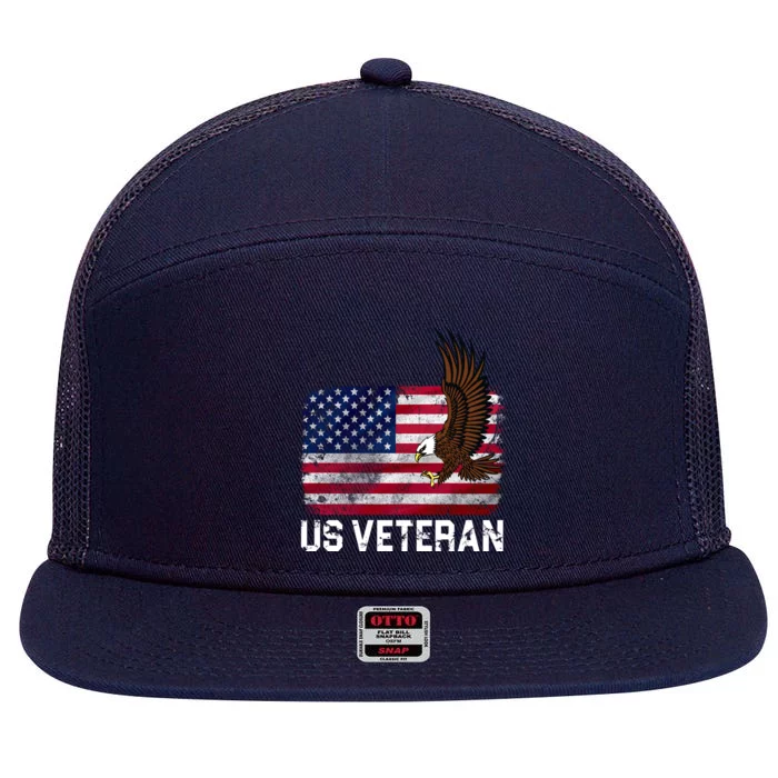 US Veteran Vintage American Bald Eagle 7 Panel Mesh Trucker Snapback Hat