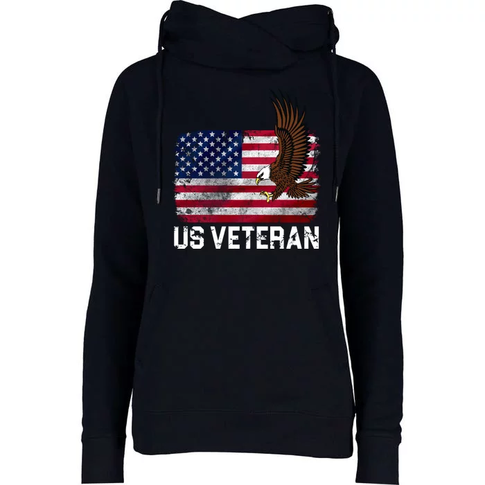 US Veteran Vintage American Bald Eagle Womens Funnel Neck Pullover Hood