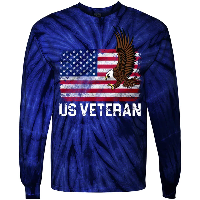 US Veteran Vintage American Bald Eagle Tie-Dye Long Sleeve Shirt