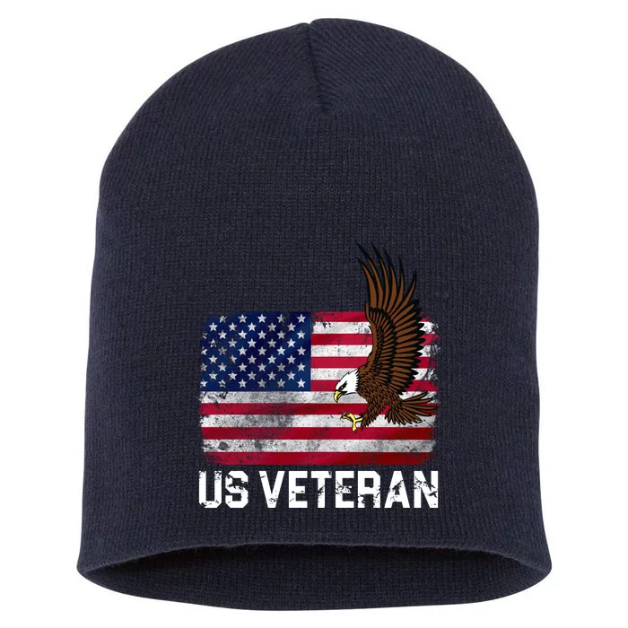 US Veteran Vintage American Bald Eagle Short Acrylic Beanie