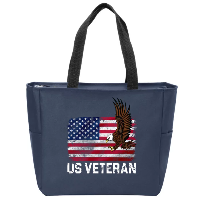 US Veteran Vintage American Bald Eagle Zip Tote Bag