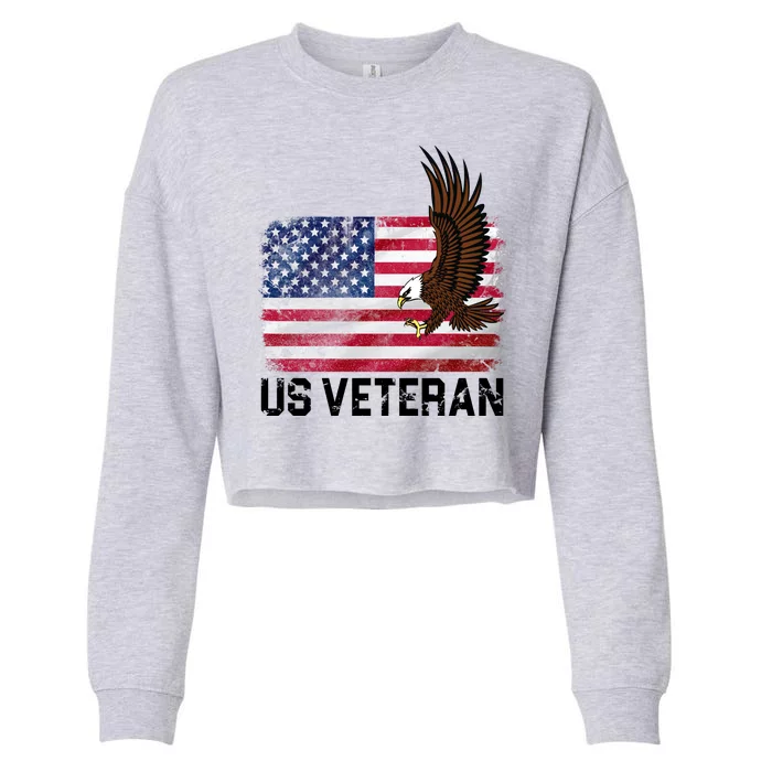 US Veteran Vintage American Bald Eagle Cropped Pullover Crew