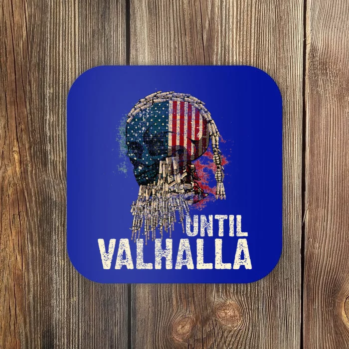 Until Valhalla Viking Us Flag Vintage Til Valhalla Coaster