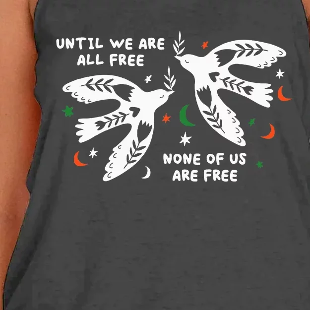 Until We Are All Free None Of Us Are Free Free Palestine Women's Knotted Racerback Tank