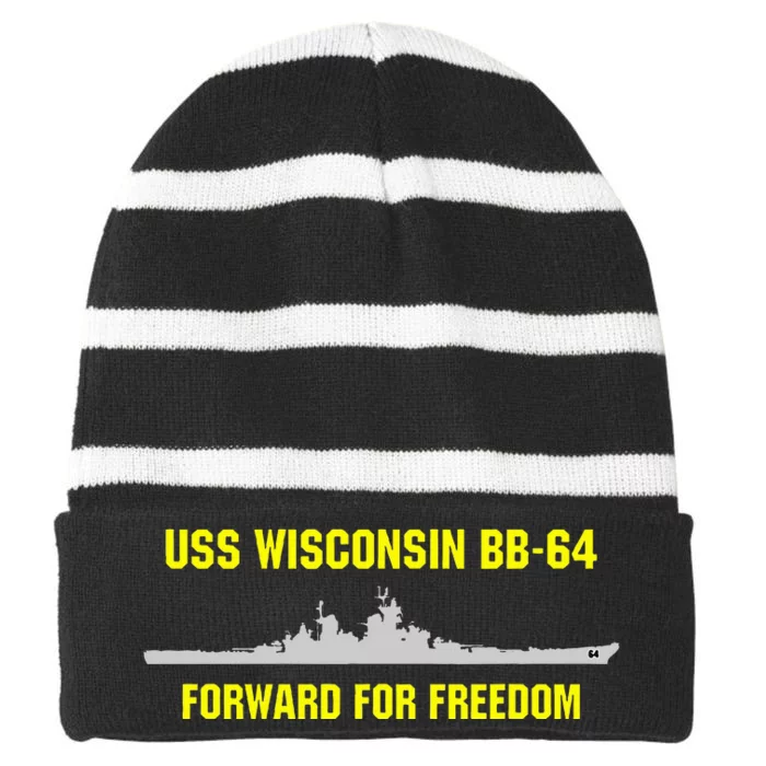 Uss Wisconsin Bb64 Striped Beanie with Solid Band