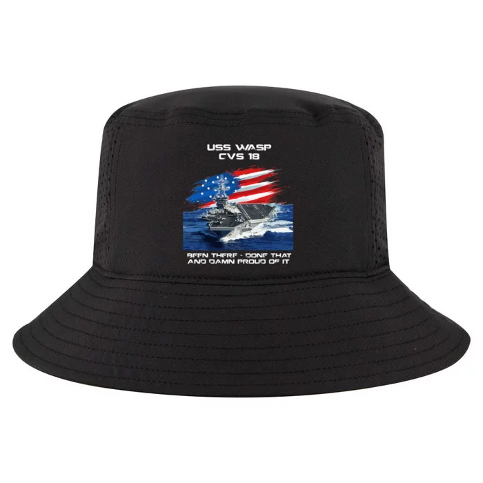 USS Wasp CVS 18 Aircraft Carrier Veteran USA Flag Christmas Cool Comfort Performance Bucket Hat