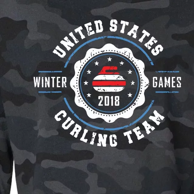 USA Winter Curling Cropped Pullover Crew