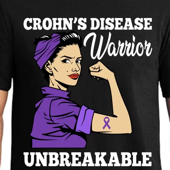 Unbreakable Warrior Crohn's Disease Purple Ribbon Gift Pajama Set