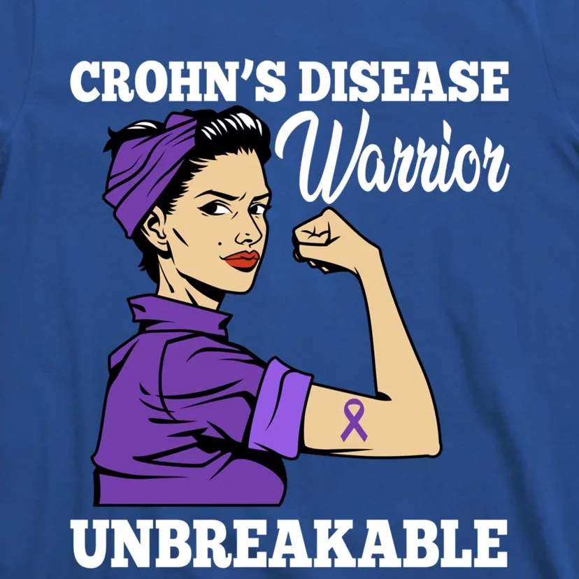 Unbreakable Warrior Crohn's Disease Purple Ribbon Gift T-Shirt